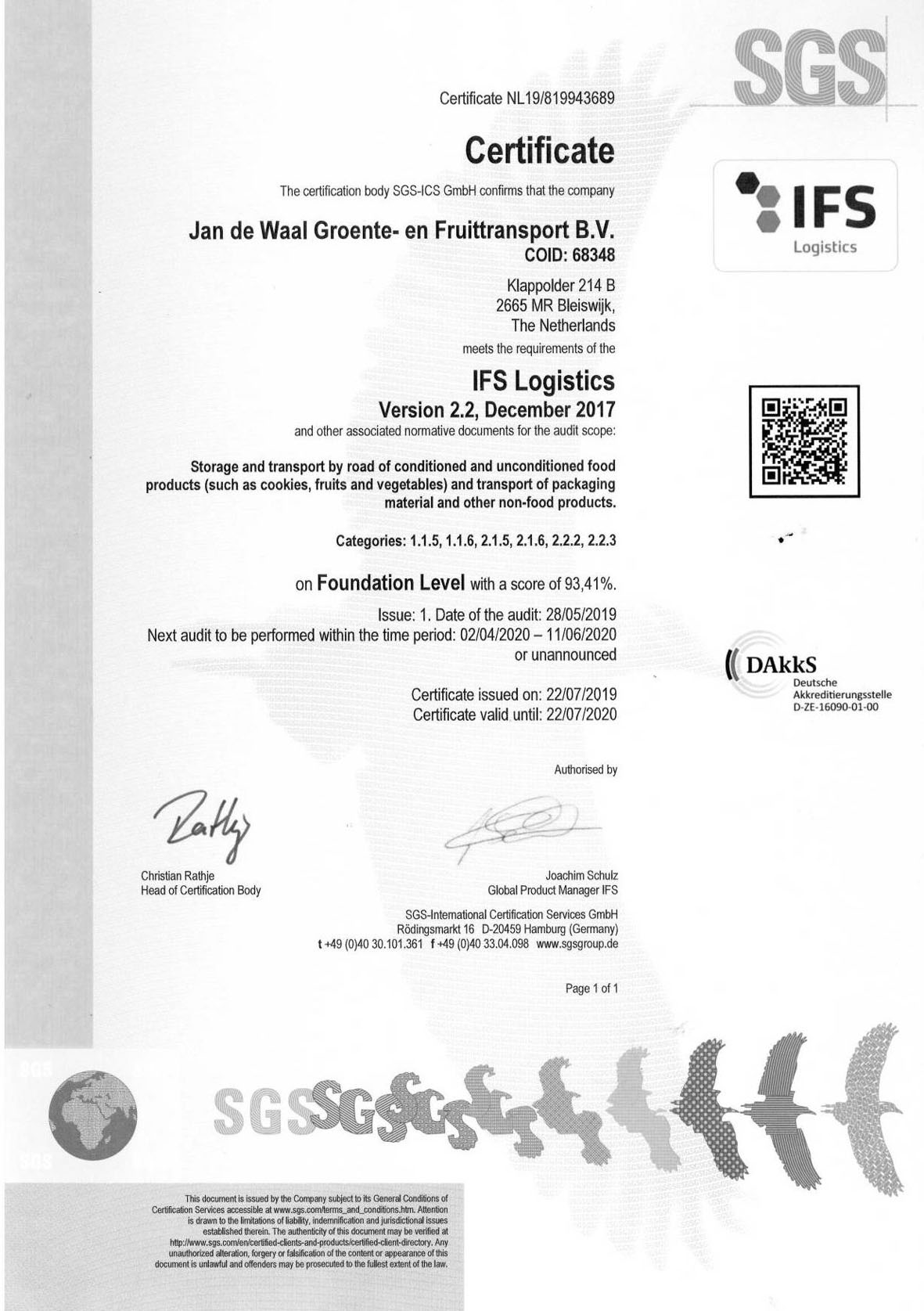 IFS CERTIFICATION